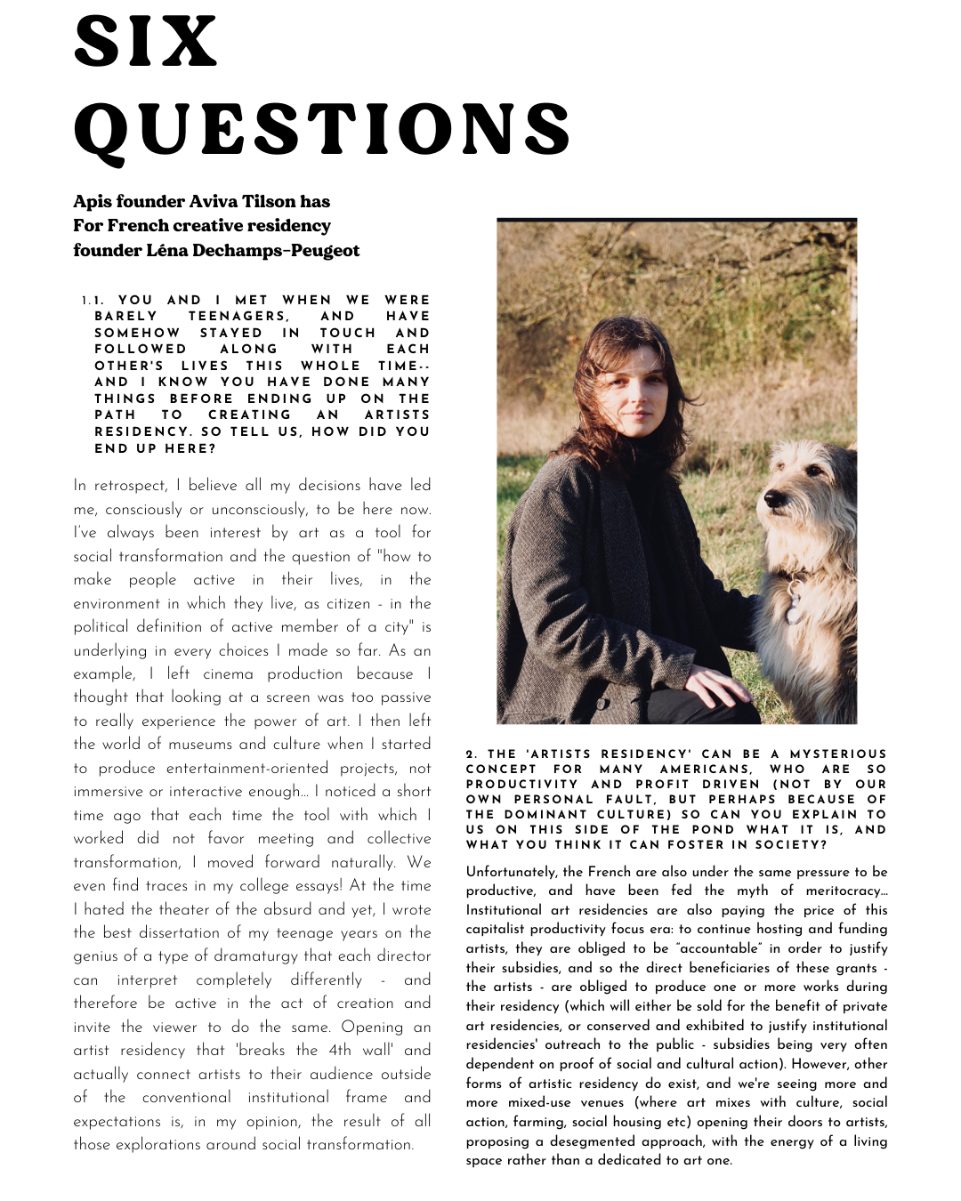 Six Questions for Creative Residency director Léna Deschamps-Peugeot